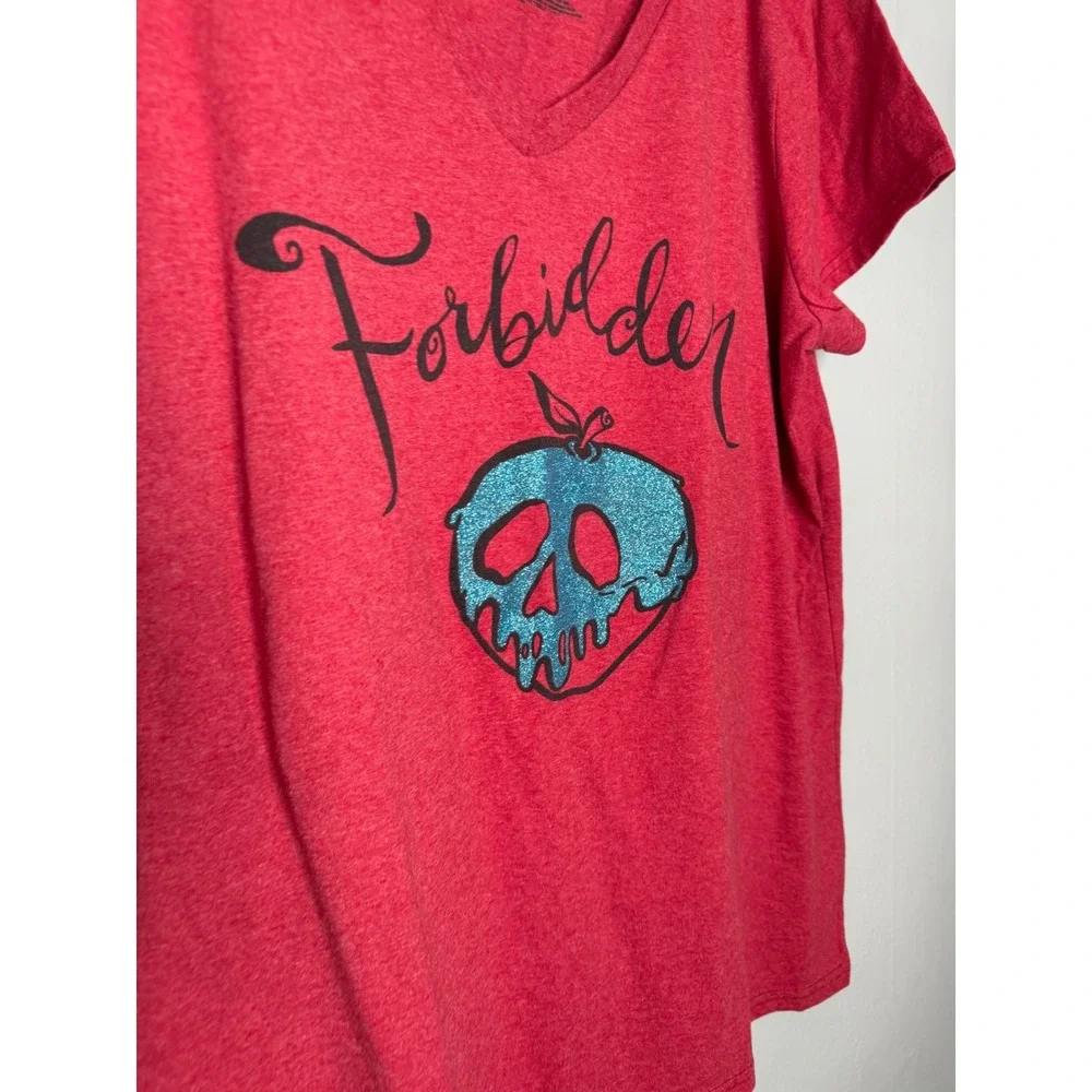 Disney Poison Apple graphic v-neck short sleeve blouse Snow White glitter‎ - Picture 5 of 7